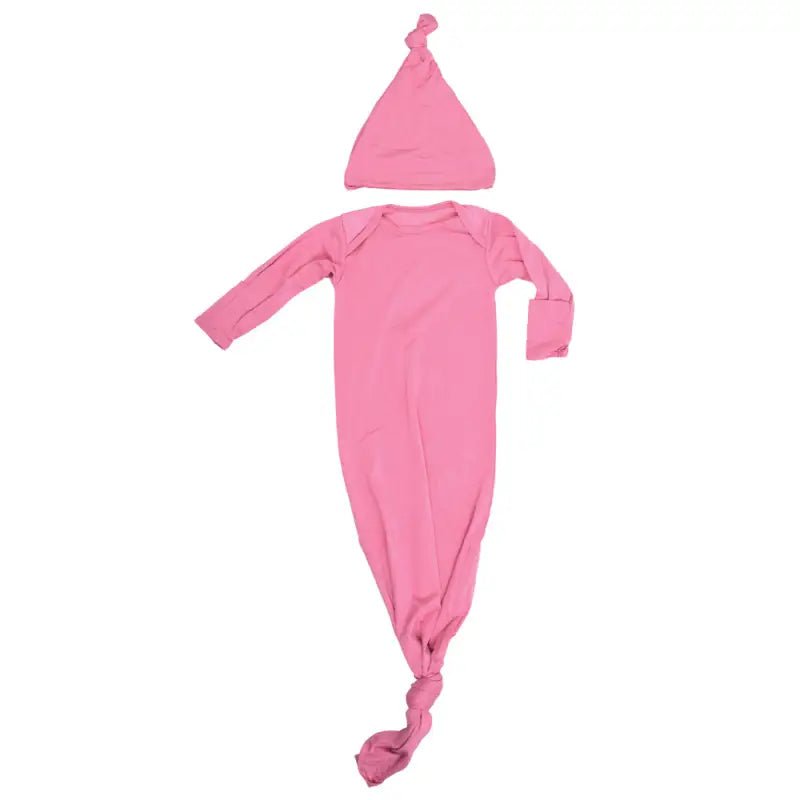 Rose Knotted Newborn Baby Gown by Three Little Tots - Girls Onesies