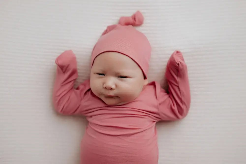 Rose Knotted Newborn Baby Gown by Three Little Tots - Girls Onesies