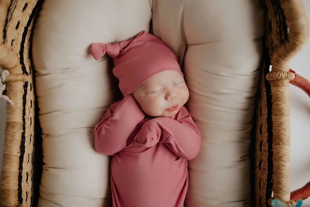 Rose Knotted Newborn Baby Gown by Three Little Tots - Girls Onesies