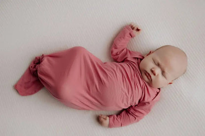Rose Knotted Newborn Baby Gown by Three Little Tots - Girls Onesies