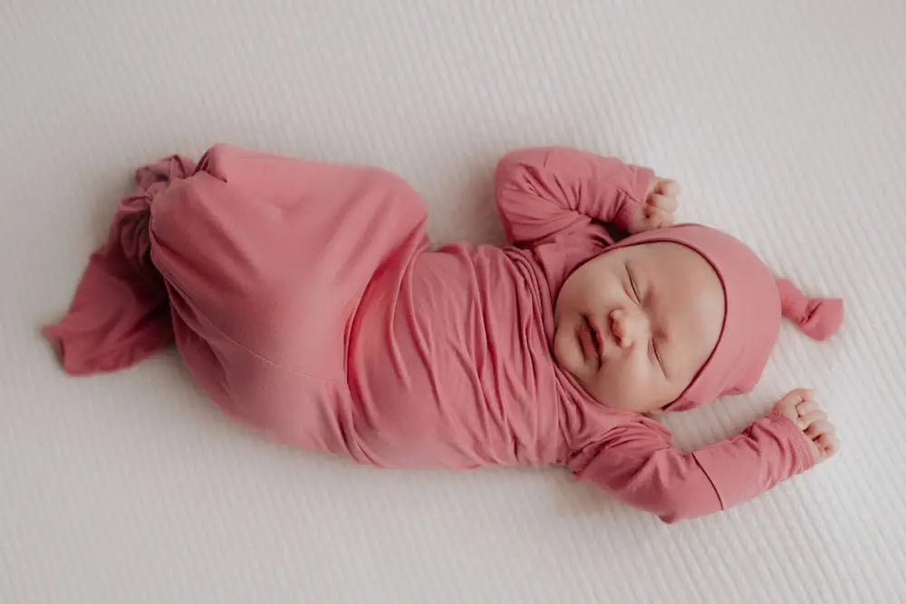 Rose Knotted Newborn Baby Gown by Three Little Tots - Girls Onesies