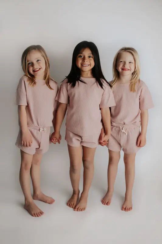 Rose Summer Waffle Top & Bottom Set by Three Little Tots - Toddler Pajamas