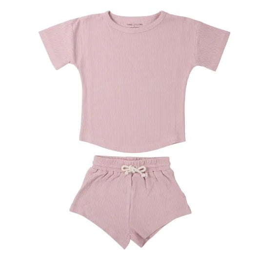 Rose Summer Waffle Top & Bottom Set by Three Little Tots - Toddler Pajamas