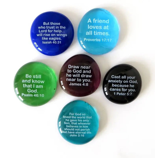 Scripture Stones in Deluxe Gift Box Set I - Stones colorful glass stones bible verses