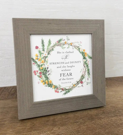 She Is Clothed With Strength and Dignity Proverbs 31 Picture - Lakewood Frame - Shelf & Wall Art