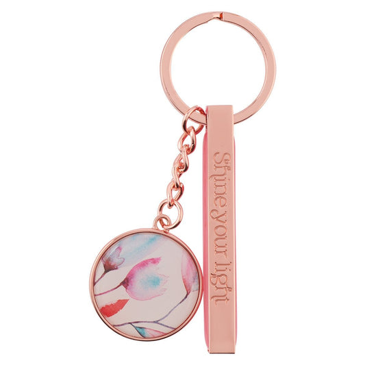 Shine Your Light Pink Petals Rose Gold Key Ring | Keychains | 1