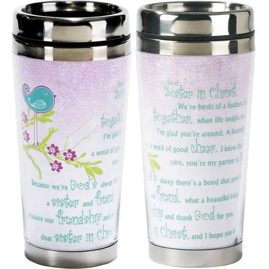 Sisters In Christ Travel Mug - Polymer Mugs two stainless steel travel mugs