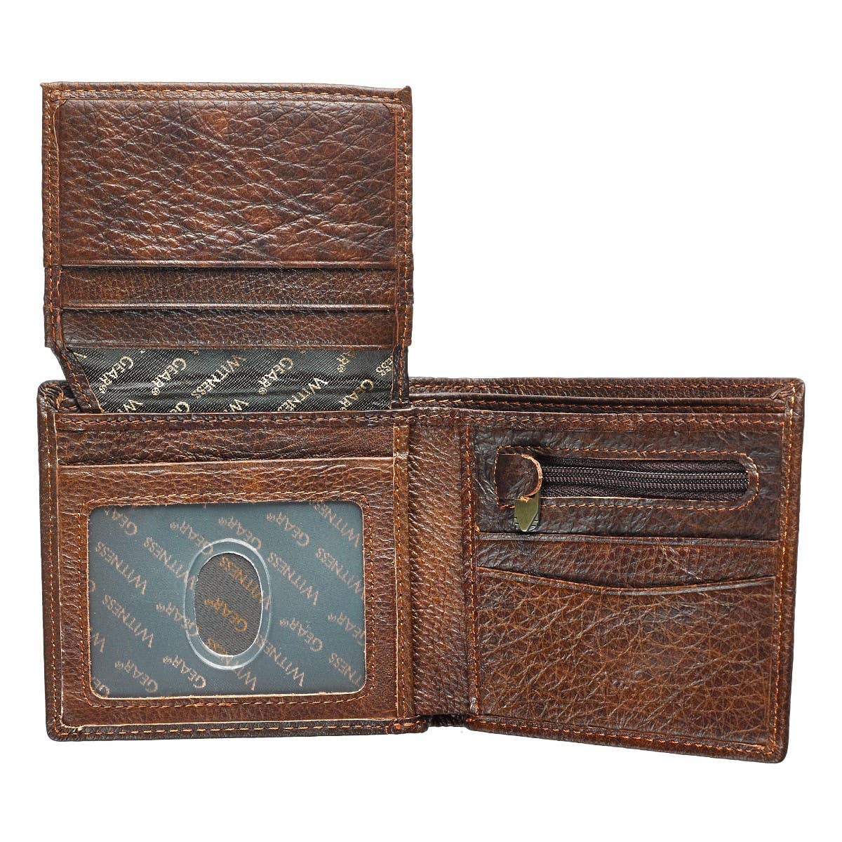 Strong and Courageous Two-tone Brown Full Grain Leather Wallet - Joshua 1:9 | 2FruitBearers