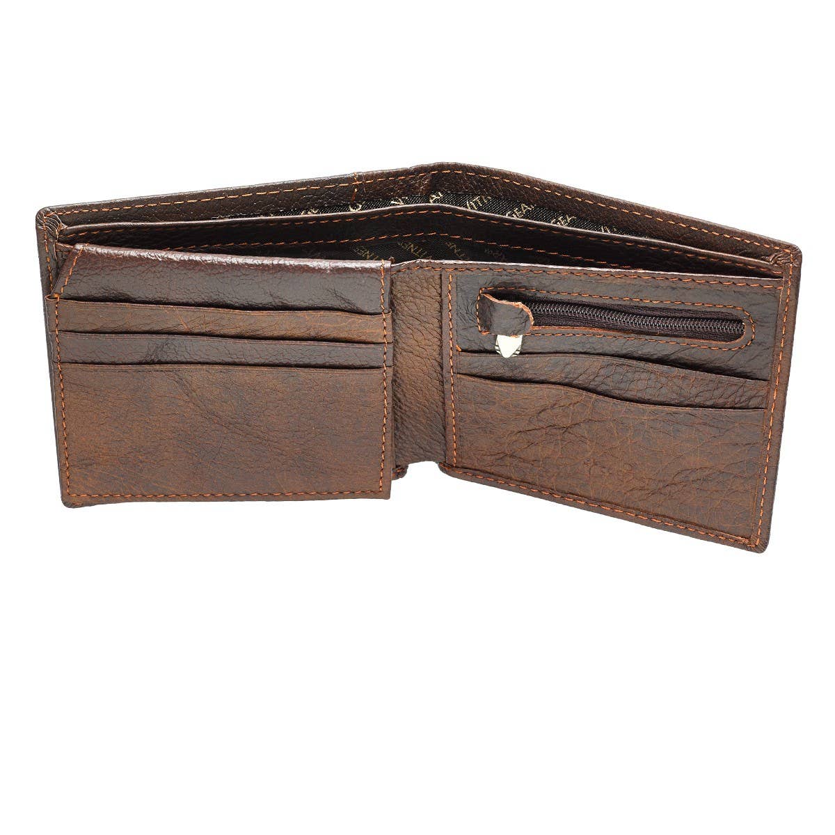 Strong and Courageous Two-tone Brown Full Grain Leather Wallet - Joshua 1:9 | 2FruitBearers