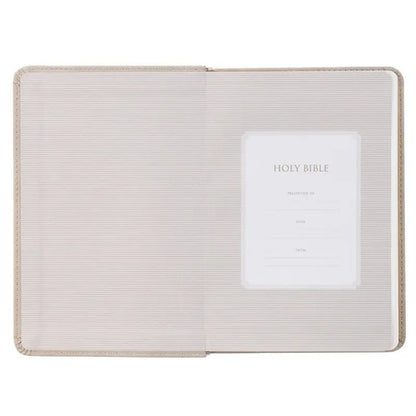 Taupe Bouquet Faux Leather Compact King James Version Bible - Bibles