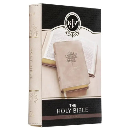 Taupe Bouquet Faux Leather Compact King James Version Bible - Bibles
