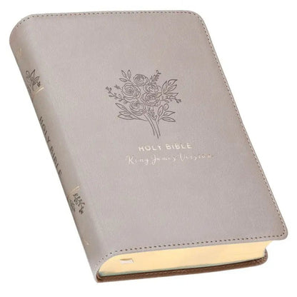 Taupe Bouquet Faux Leather Compact King James Version Bible - Bibles