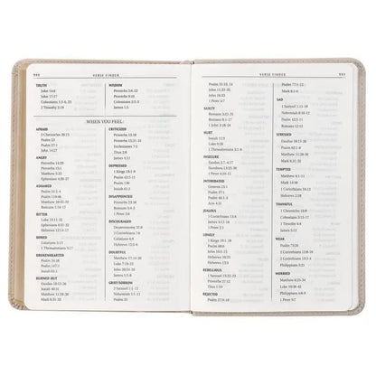 Taupe Bouquet Faux Leather Compact King James Version Bible - Bibles