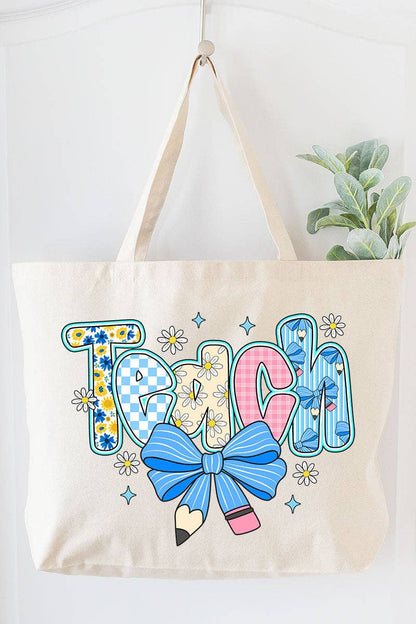 Teach” Canvas Jumbo Tote Bag | Bags | 7