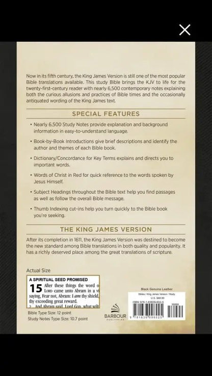 The KJV Study Bible Large Print - Black Genuine Leather - Bibles james version bible cover