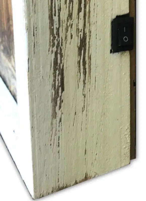 The Lord is My Strength Lighted Shadow Box - Shelf & Wall Art distressed white wooden frame switch