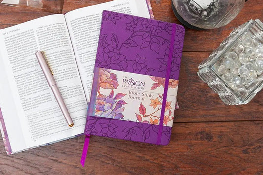 The Passion Translation Bible Study Journal (Peony) - Journals purple floral-patterned journal