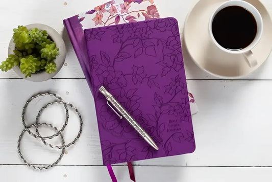 The Passion Translation Bible Study Journal (Peony) - Journals purple floral-patterned journal
