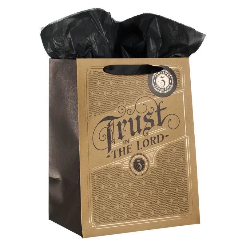 Trust in the Lord Cork-brown Large Portrait Gift Bag - Proverbs 3:5 - Gift Bags