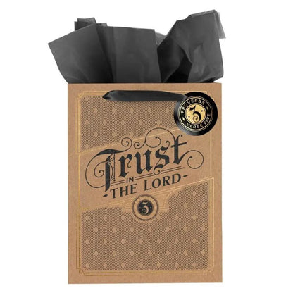 Trust in the Lord Cork-brown Large Portrait Gift Bag - Proverbs 3:5 - Gift Bags