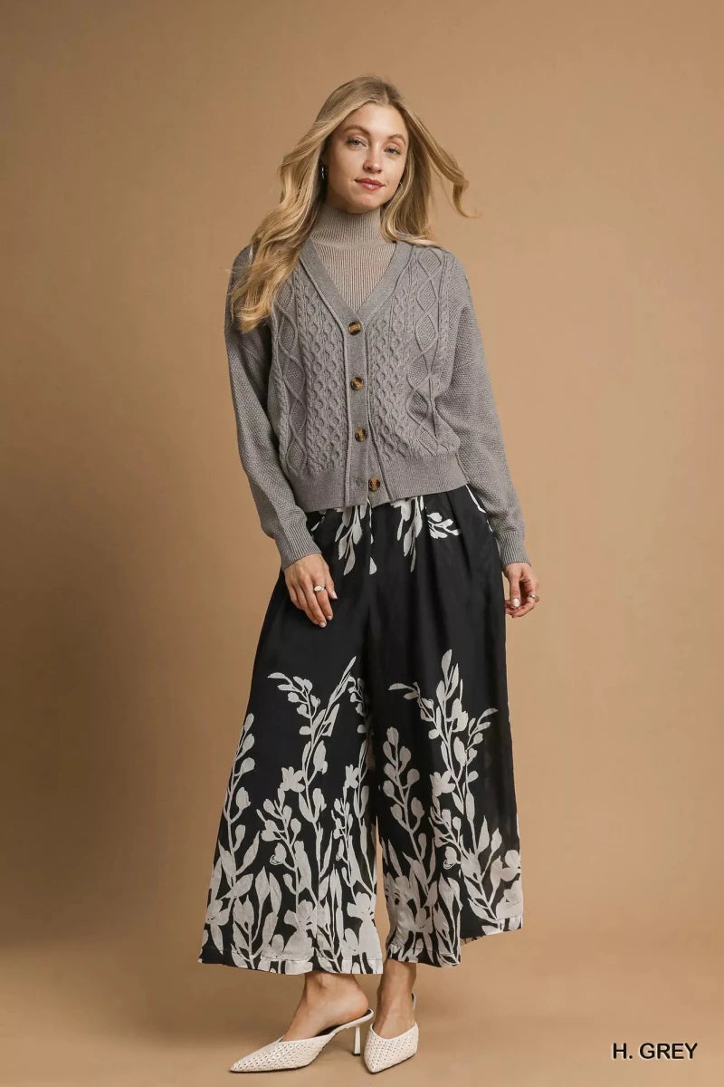 Umgee Chunky Cable Knit V - Neck Button - Up Cardigan | Cardigans | 3