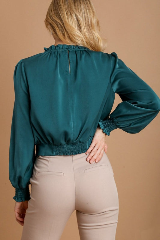 Umgee Frill Tied Hem Long Sleeve Blouse | Tops | 2