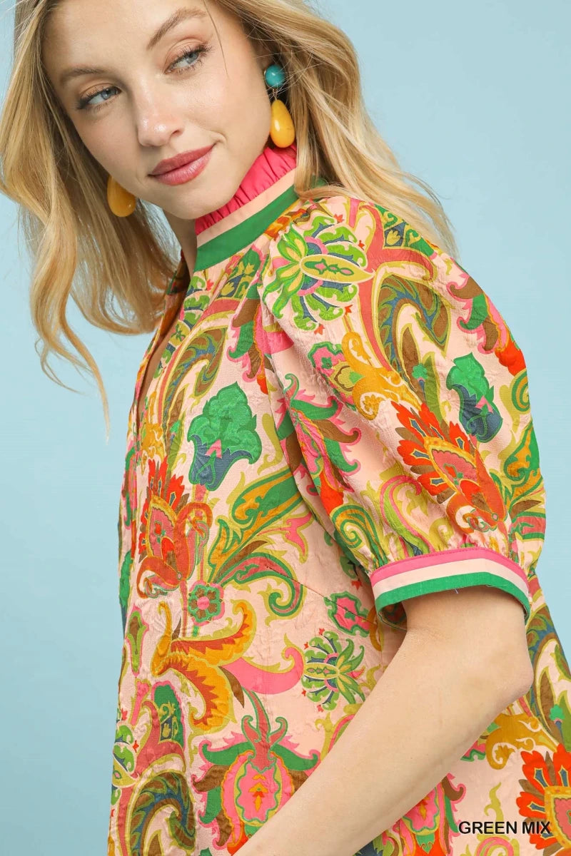 Umgee Jacquard Abstract Print Top | Tops | 6