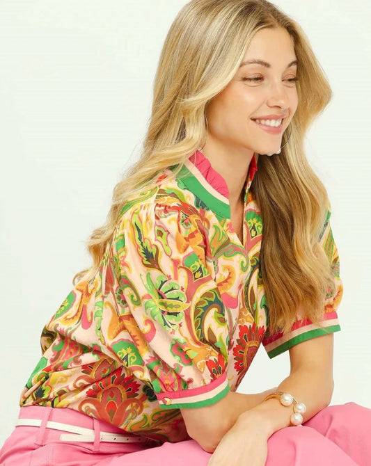 Umgee Jacquard Abstract Print Top | Tops | 2