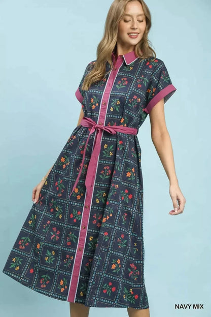 Umgee Mix Floral Button - Front Midi Dress | Dresses | 4