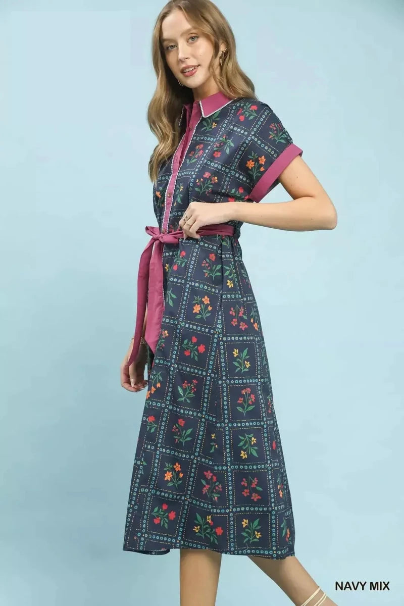 Umgee Mix Floral Button - Front Midi Dress | Dresses | 3