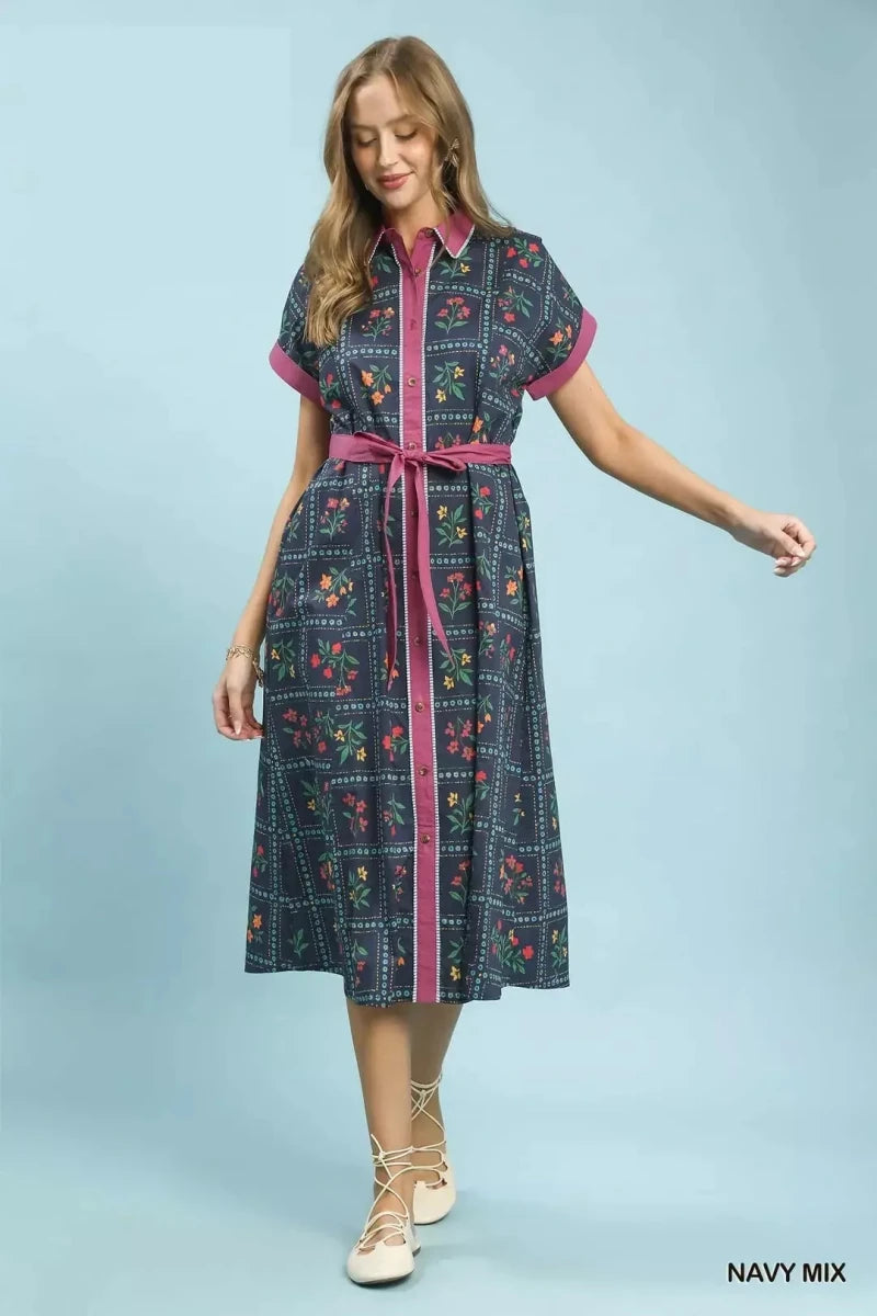 Umgee Mix Floral Button - Front Midi Dress | Dresses | 1