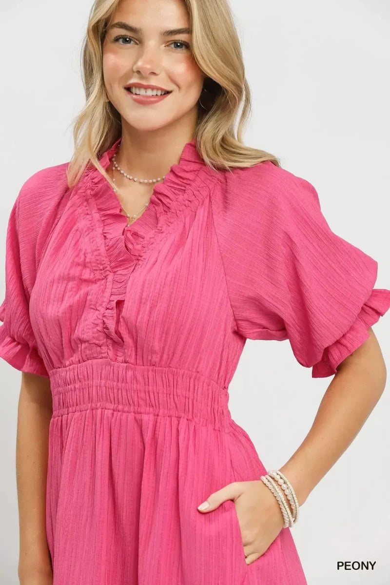 Umgee Ruffle V - Neck Midi Dress | Dresses | 4