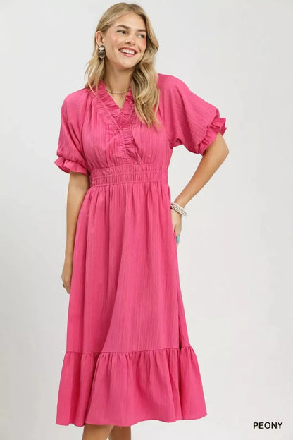 Umgee Ruffle V - Neck Midi Dress | Dresses | 5