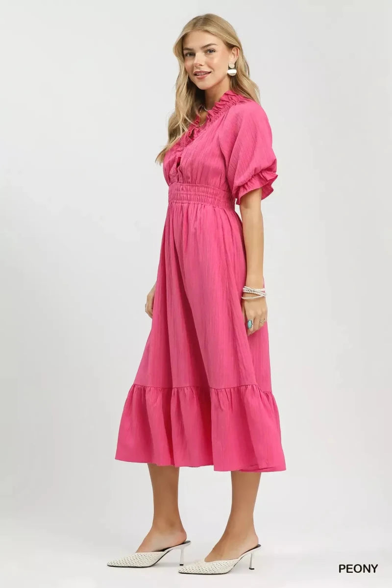 Umgee Ruffle V - Neck Midi Dress | Dresses | 2