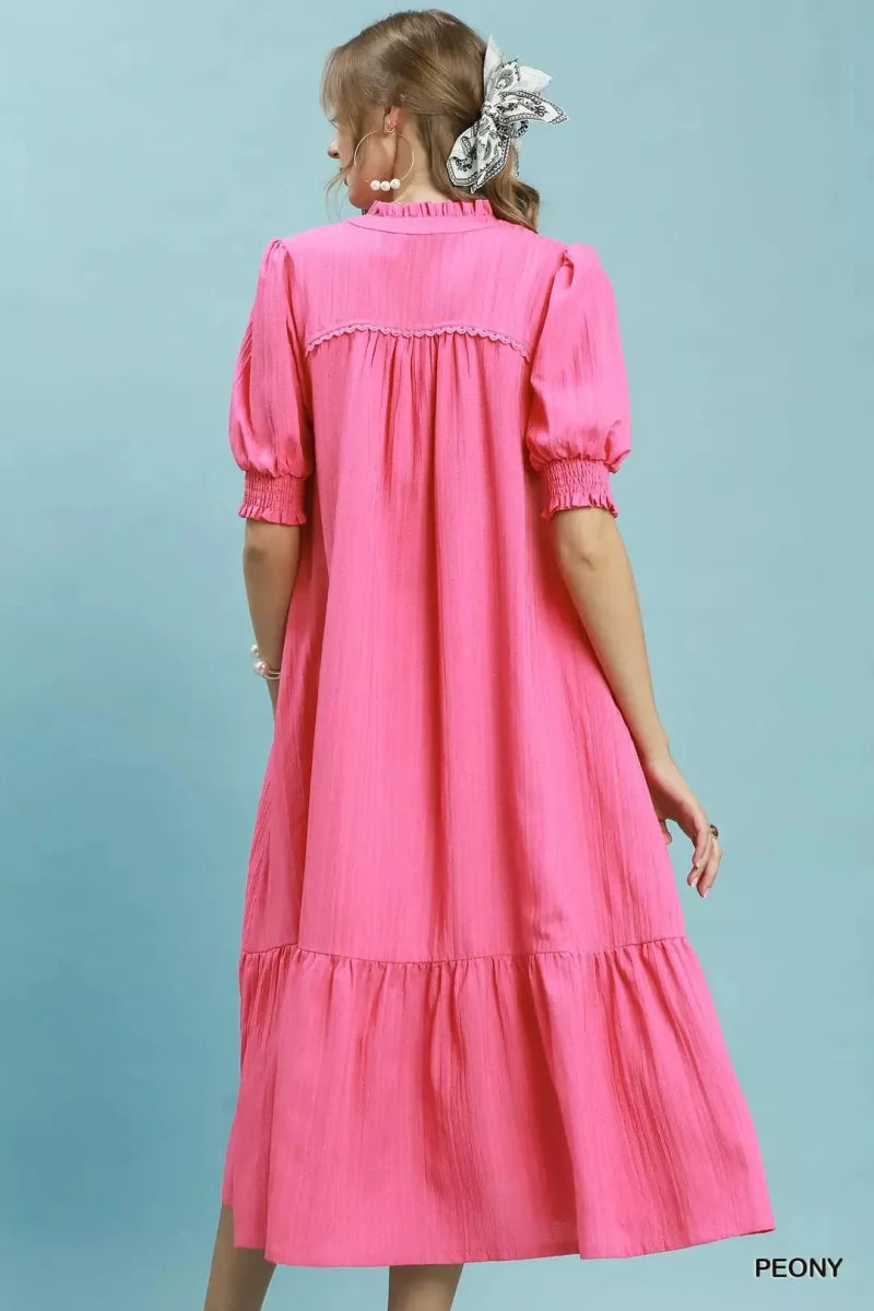 Umgee Textured Puff Sleeve Midi Dress | Dresses | 3