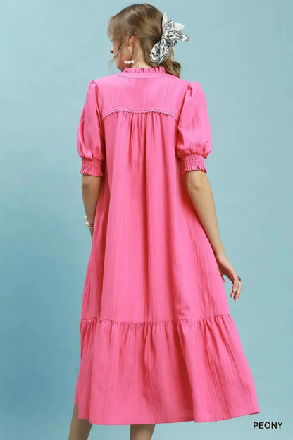 Umgee Textured Puff Sleeve Midi Dress | Dresses | 3