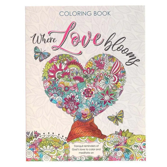 Where Love Blooms Coloring Book for Adults - Coloring Books book floral heart tree design