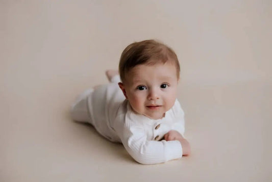 White Baby Ribbed Playsuit with pockets by Three Little Tots - Toddler Pajamas