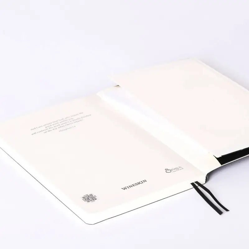 Wineskin Christian Journal – Black Soft Cover Notebook with Bible Inspiration from Matthew 9 - Journals