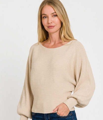 Zenana Boat Neck Balloon Sleeve Sweater | Sweaters | 2
