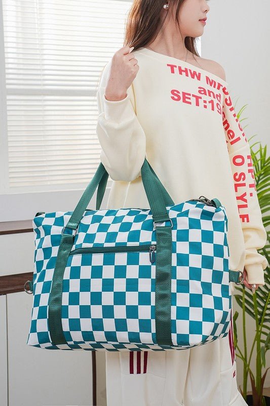 Zenana Checkered Multi - Pocket Travel Bag | Purses | 9