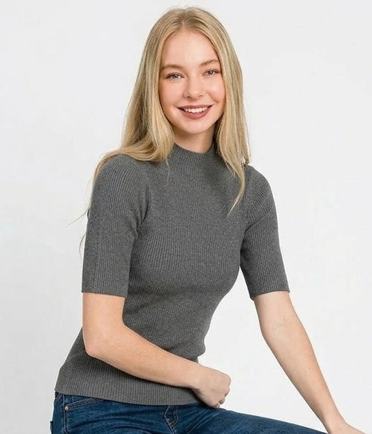 Zenana Viscose Ribbed Mock Neck Sweater | Tops | 1