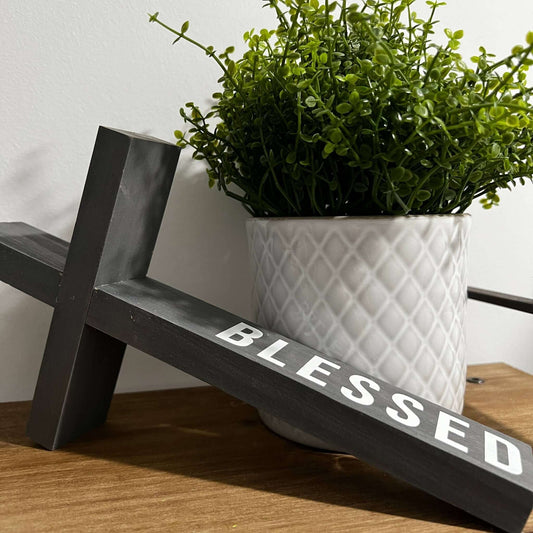 Block Blessed Wood Cross - Gray | 2FruitBearers