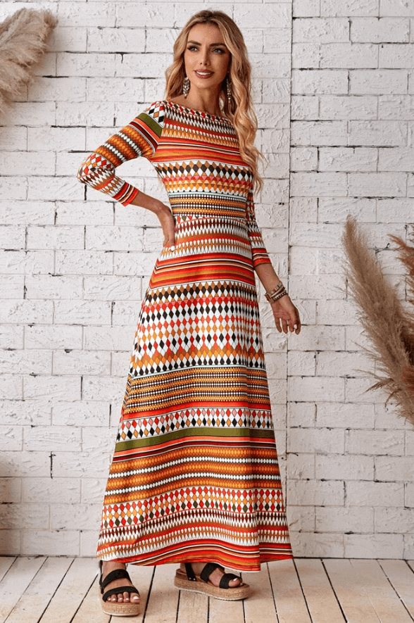 Boho Striped Stretch Maxi Dress | 2FruitBearers