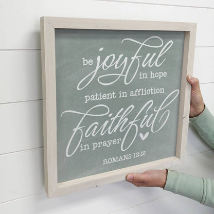 Christian Wooden Gift Sign Joyful in Hope Scripture Message | 2FruitBearers