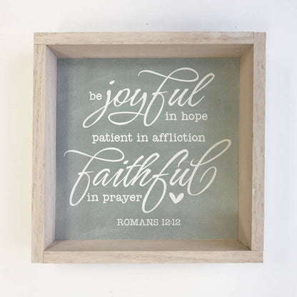 Christian Wooden Gift Sign Joyful in Hope Scripture Message | 2FruitBearers