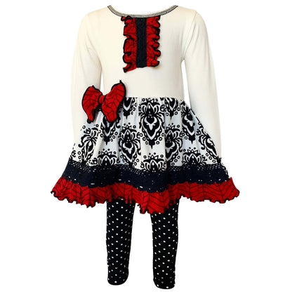 Girls Damask Tuxedo Herringbone Dress Set | 2FruitBearers