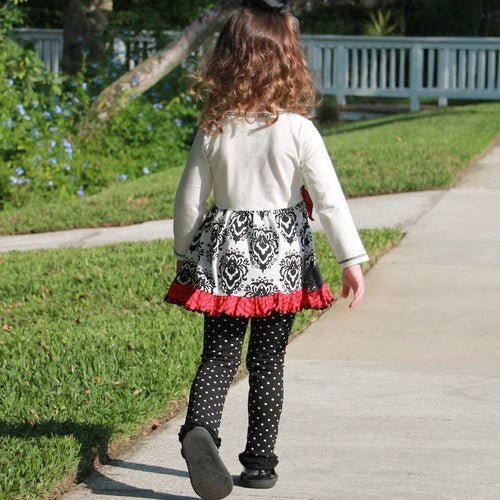 Girls Damask Tuxedo Herringbone Dress Set | 2FruitBearers