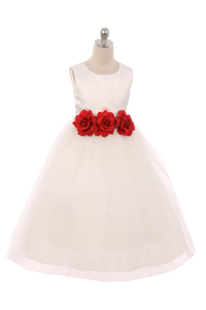 Girl's White Satin Flower Dress | 2FruitBearers